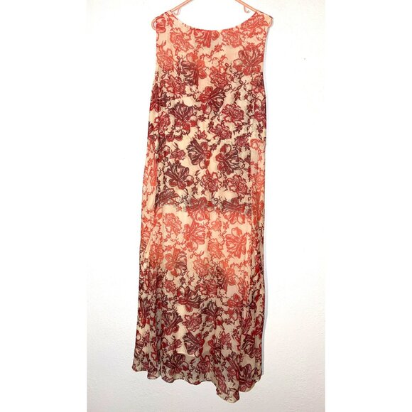 Sundance Floral Maxi Dress 100% Silk Overlay & Polyester Lining  Size 16 - Picture 2 of 8